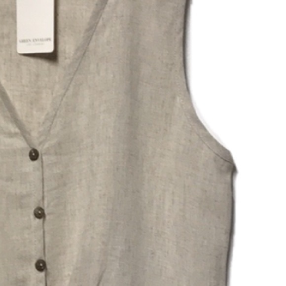 NWT GREEN ENVELOPE Los Angeles Linen Blouse - Picture 4 of 7